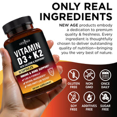 NEW AGE Non-GMO Project Verified label emphasizing quality standards.