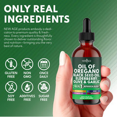 NEW AGE Oil of Oregano Drops black seed oil component closeup for phytonutrients.