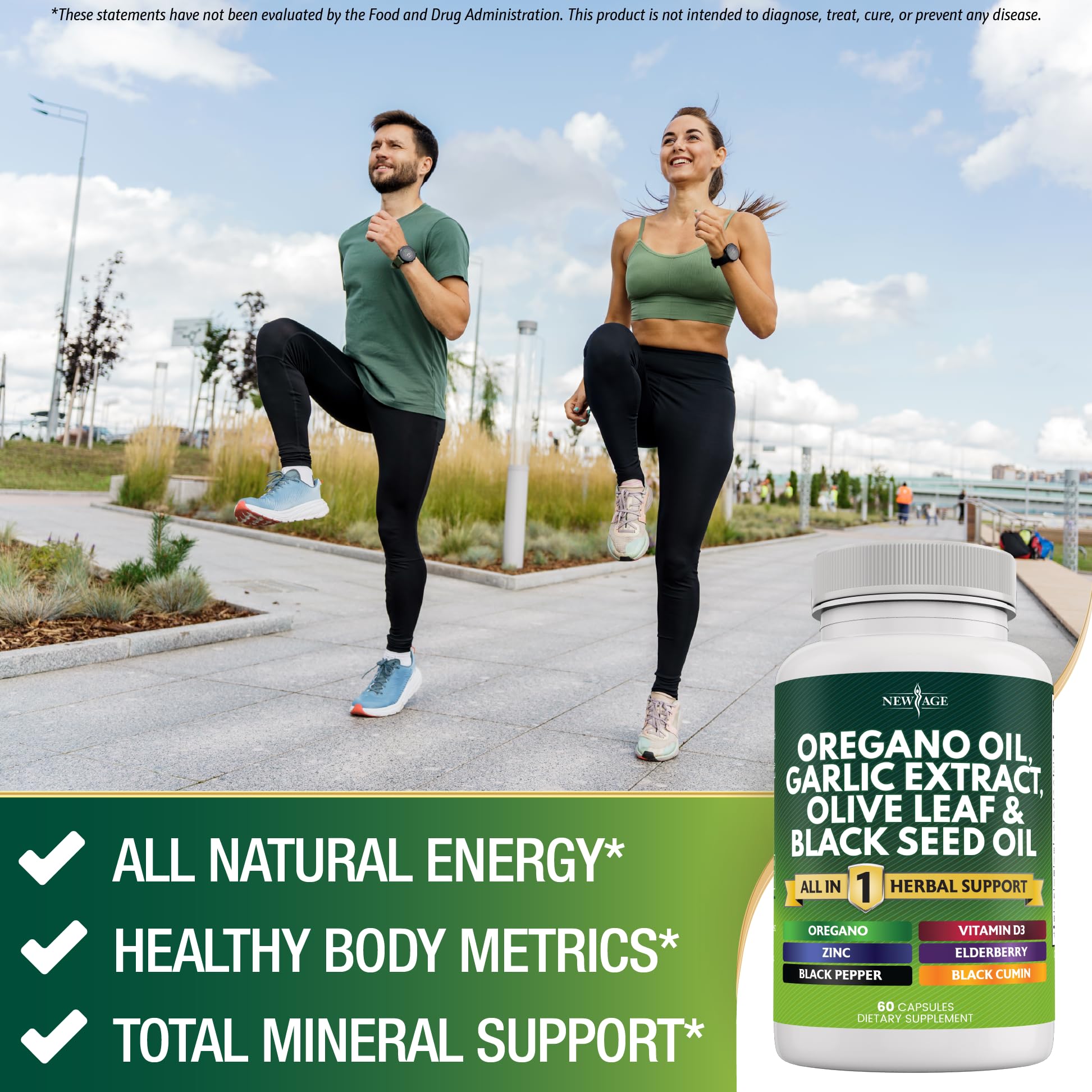 New Age olive leaf capsules front view for convenient, daily supplementation.