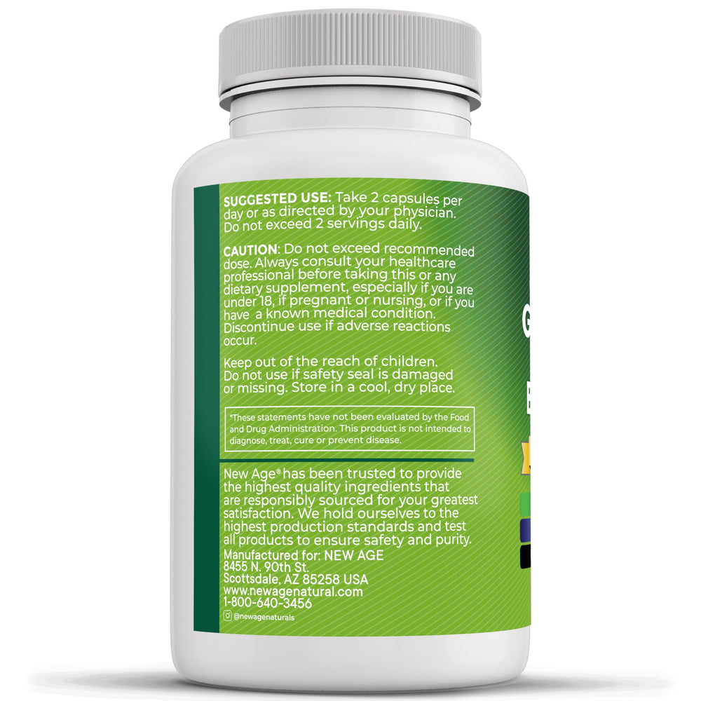 New Age olive leaf extract capsule clear view supports convenient daily wellness.