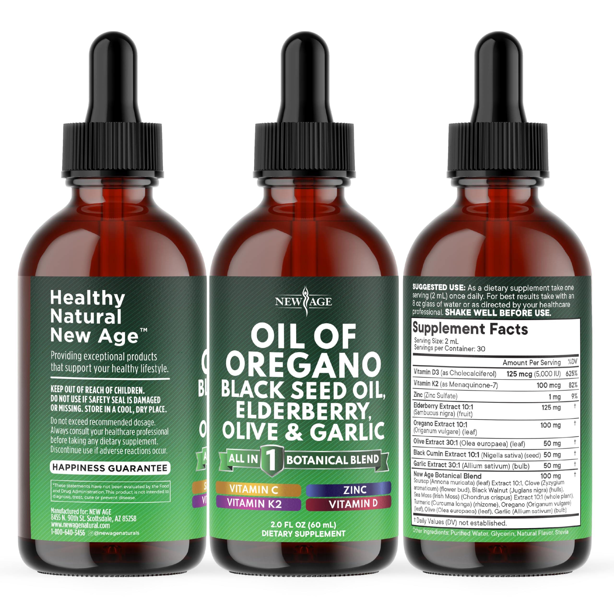 NEW AGE 8-fl-oz bottle highlights herbal blend for balanced support.