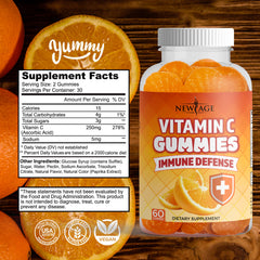 NEW AGE Vitamin C Gummies closeup showing chewy texture and natural orange flavor.
