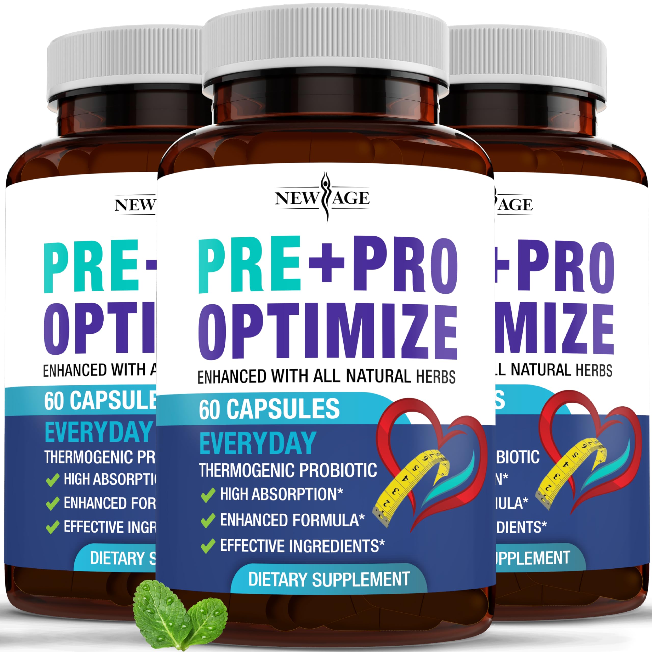 New Age Pro Optimize bottle highlighting 70B CFU for daily digestive support