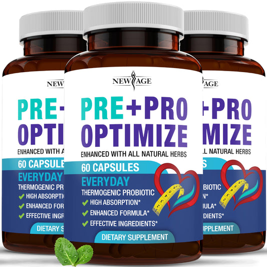 New Age Pro Optimize bottle highlighting 70B CFU for daily digestive support
