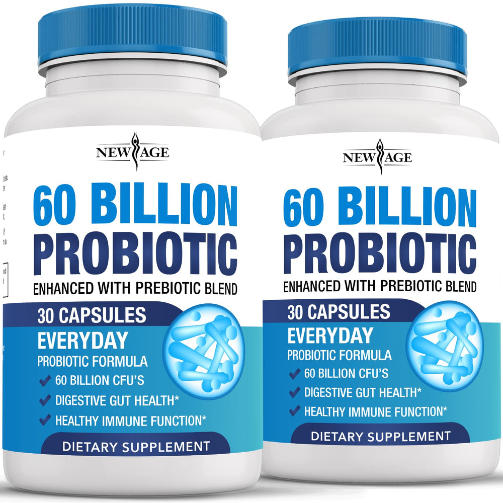 NEW AGE Probiotics 60B CFU bottle helps support daily gut balance.