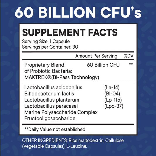 NEW AGE Probiotics prebiotic formula label showcases 60B CFU and natural digestive enzymes.
