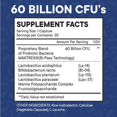 NEW AGE Probiotics prebiotic formula label showcases 60B CFU and natural digestive enzymes.
