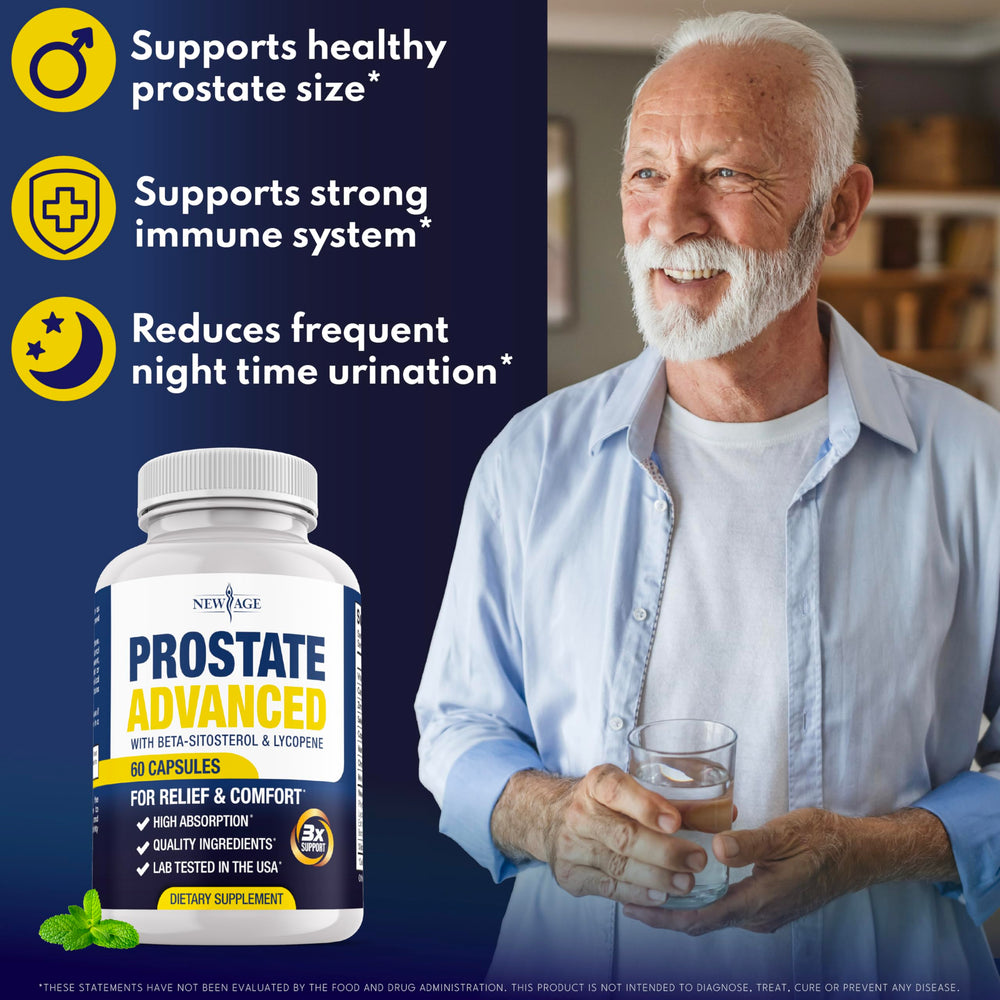 NEW AGE Prostate Advanced capsules ready for daily urinary support