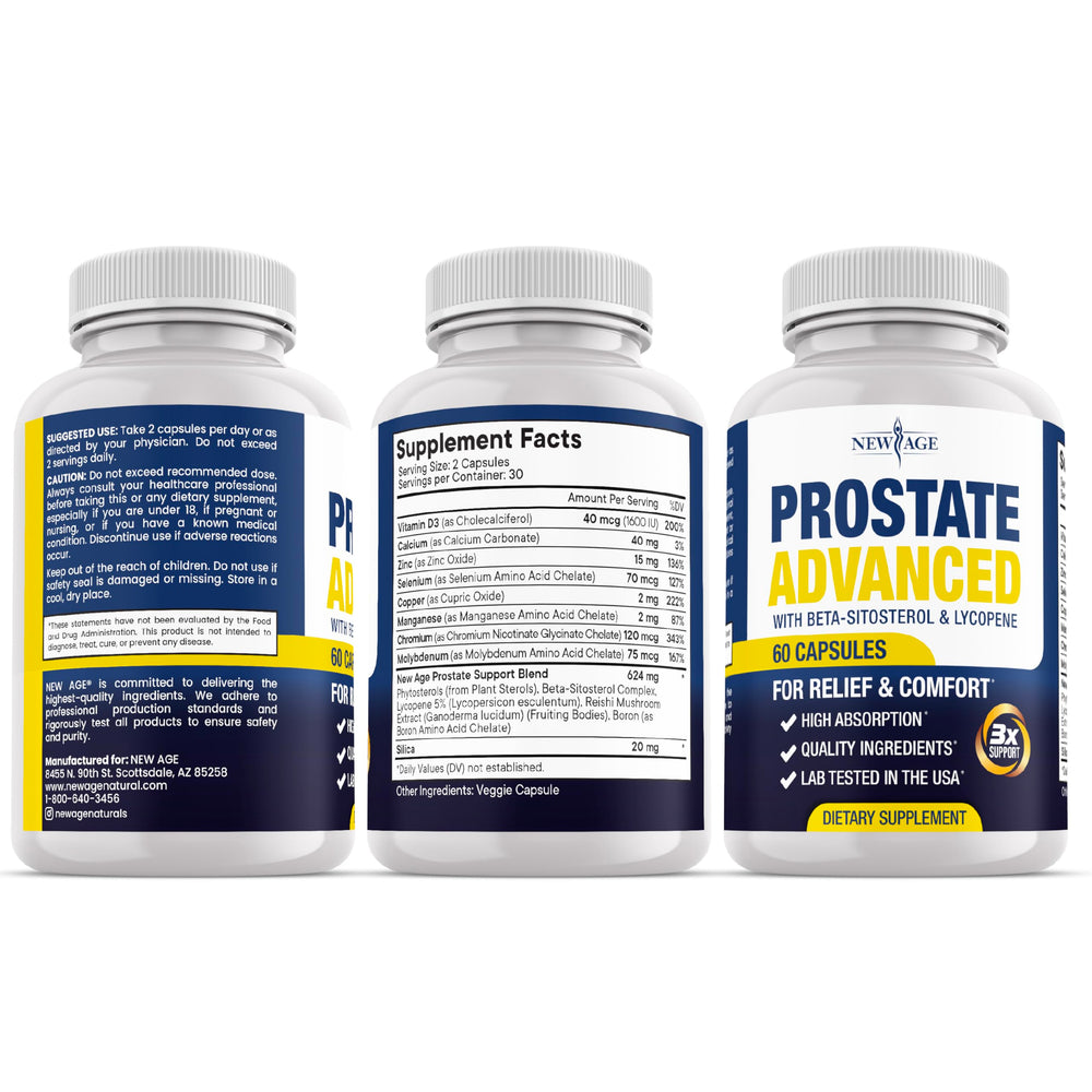 NEW AGE Prostate Advanced ingredients lycopene beta-sitosterol showcased