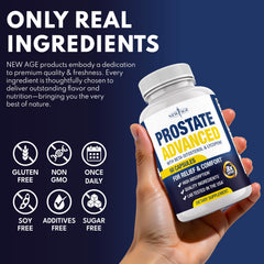 NEW AGE Prostate Advanced made in USA badge conveys trusted quality