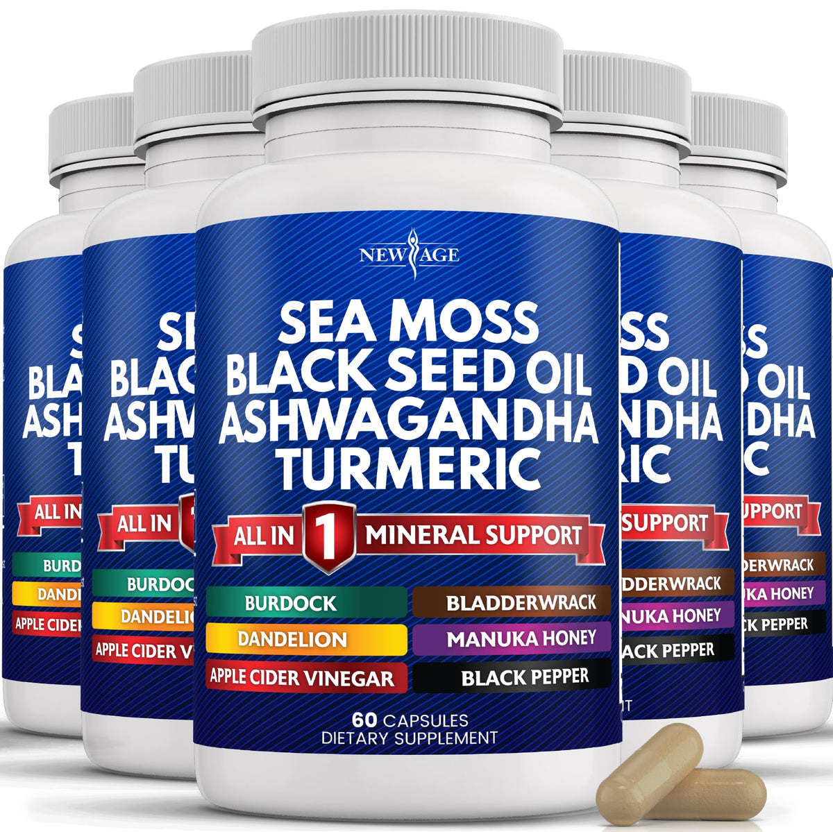 New Age sea moss bottle pour for daily wellness routine