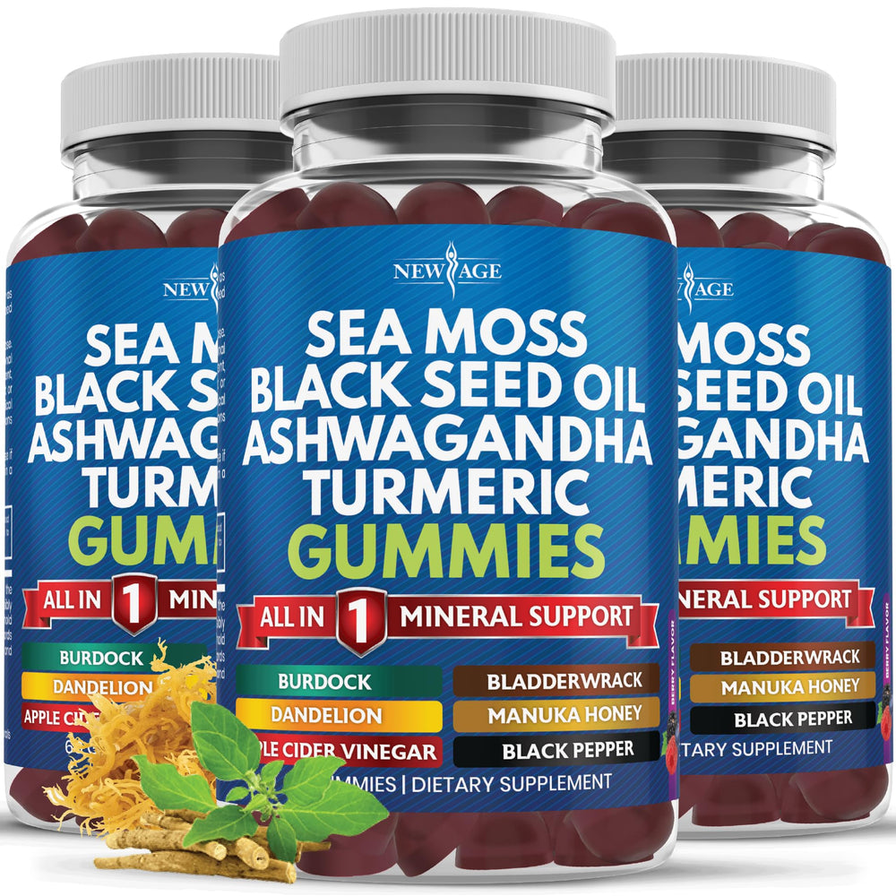 New Age Sea Moss Gummies bottle front for daily immune support.