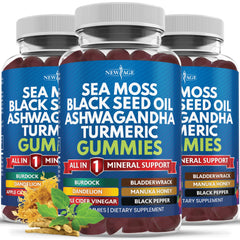 New Age Sea Moss Gummies bottle front for daily immune support.