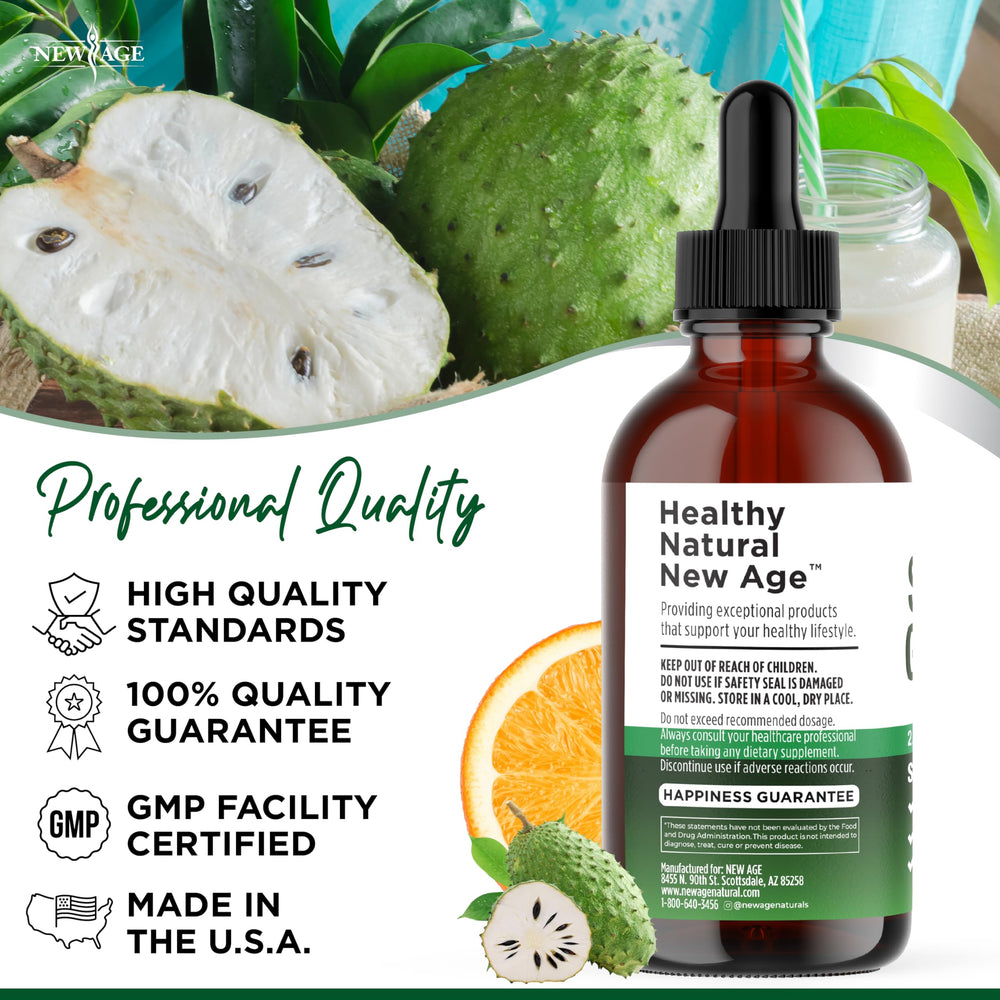 NEW AGE Soursop Drops travel-friendly 8 oz bottle for daily routines