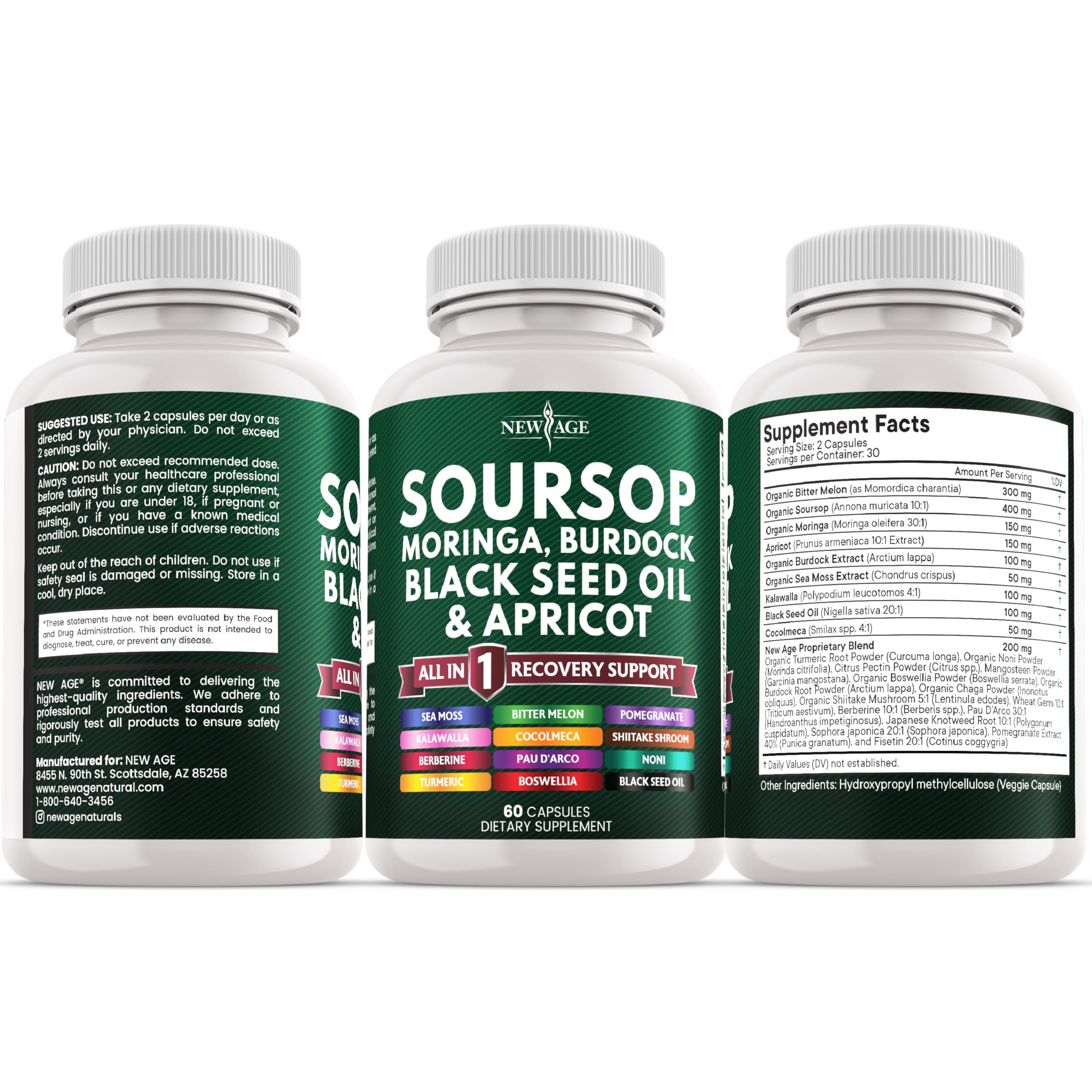 NEW AGE Soursop label closeup emphasizes USA-made quality.
