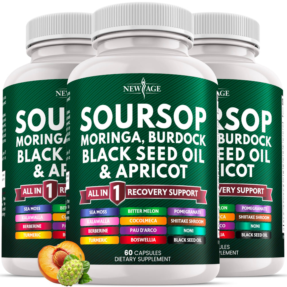 NEW AGE Soursop Supplement bottle front for daily wellness support and convenience.