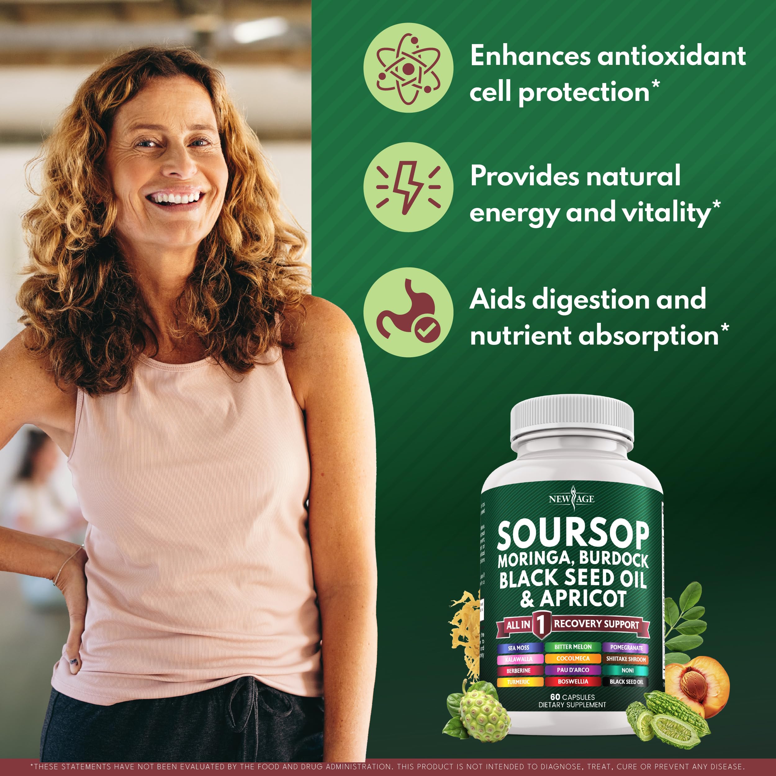 NEW AGE Soursop Supplement capsules closeup for convenient daily use