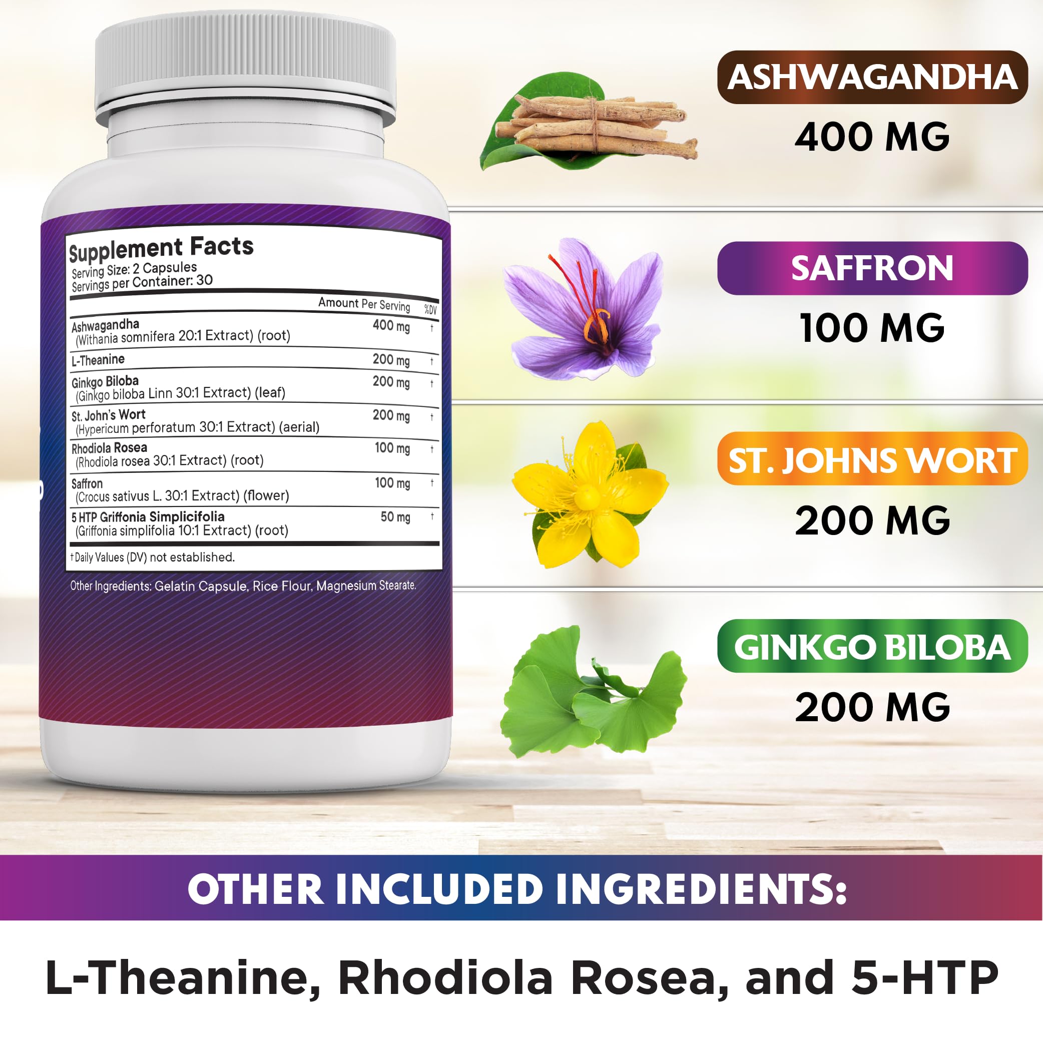 NEW AGE st-johns-wort-5htp blend bottle demonstrates herbal synergy