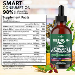New Age Thyroid Support Drops close-up bottle with clear ingredients list