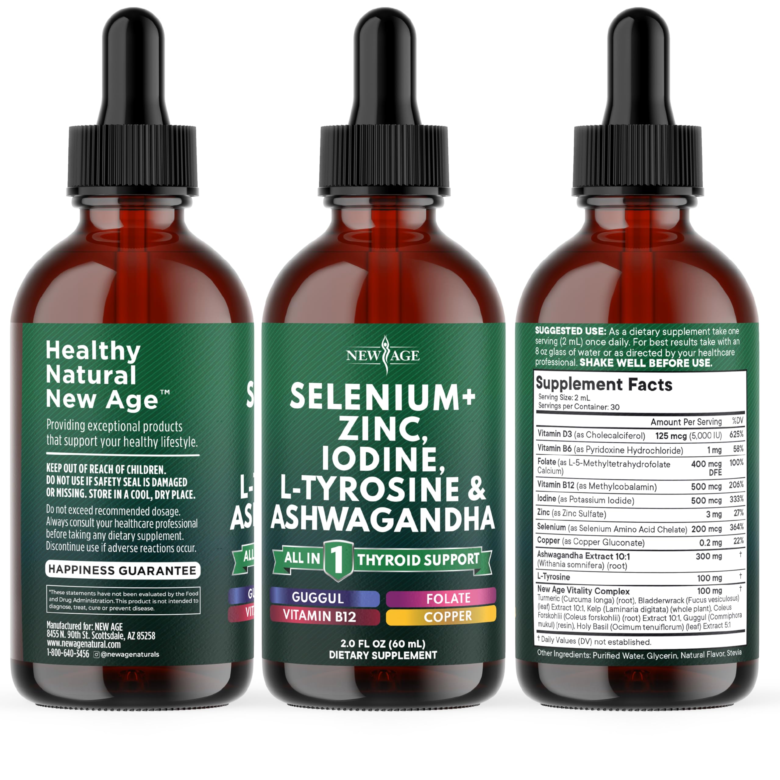 New Age Thyroid Support Drops in use indicating alcohol-free formula