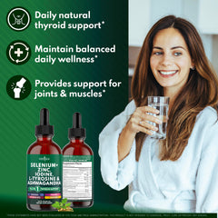 New Age Thyroid Support Drops label highlights vegan, non-GMO formulation