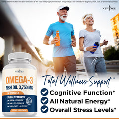 New Age Omega-3 label close-up with ingredients and serving size.