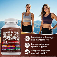 NEW AGE turkey tail mushroom powder packaging highlights blend variety