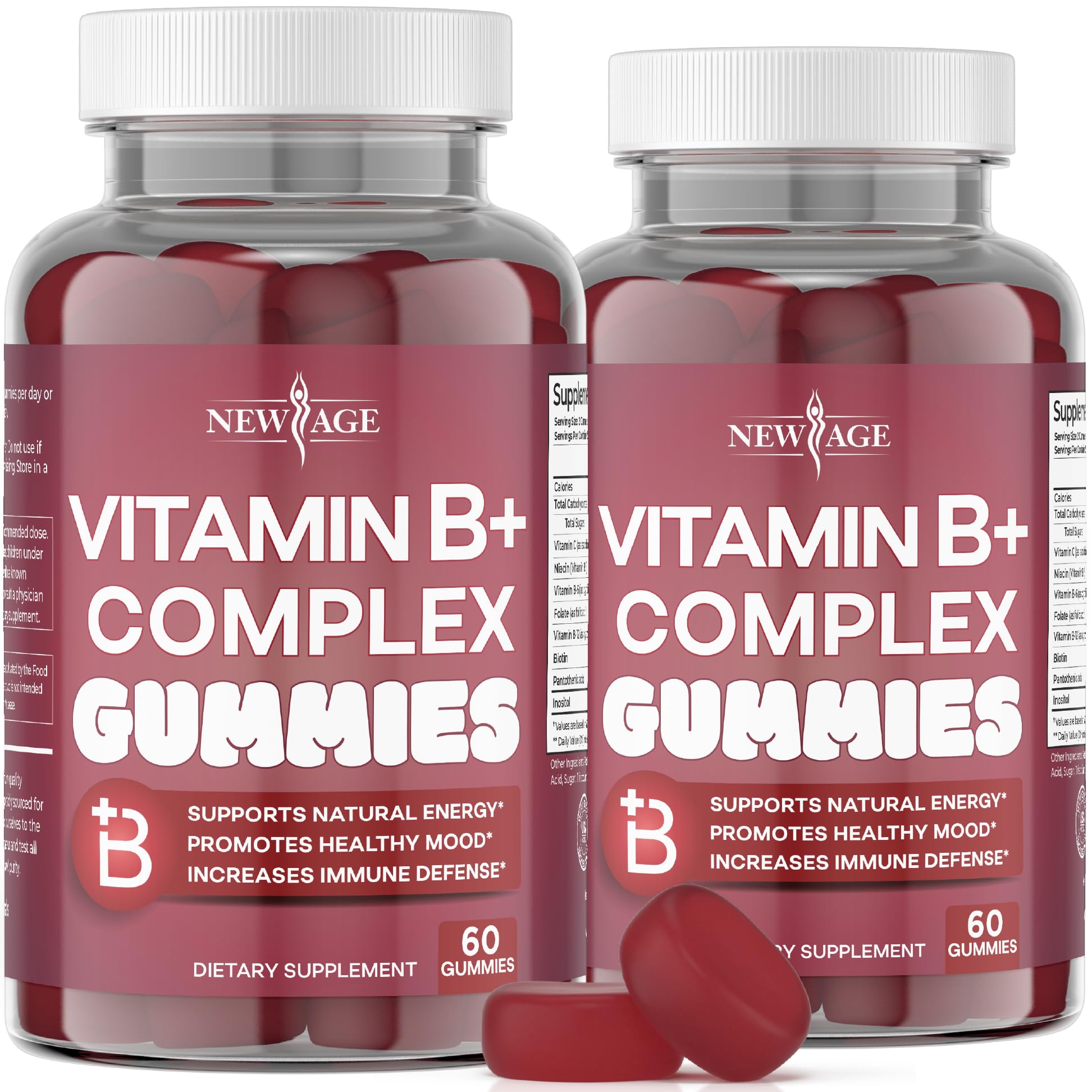New Age Vitamin B Complex Gummies berry flavor closeup showing tasty daily energy support