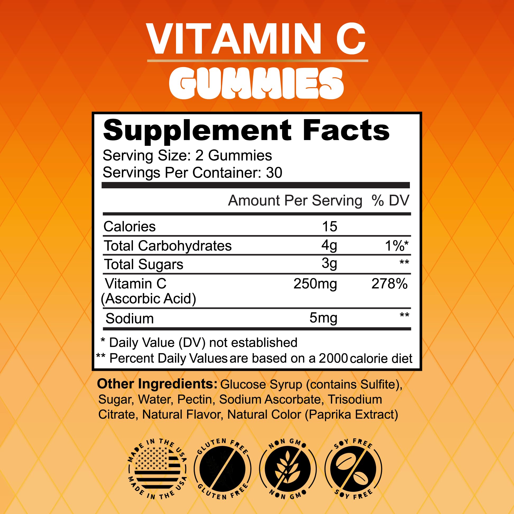 Label detail for NEW AGE Vitamin C Gummies highlights gluten-free claim.