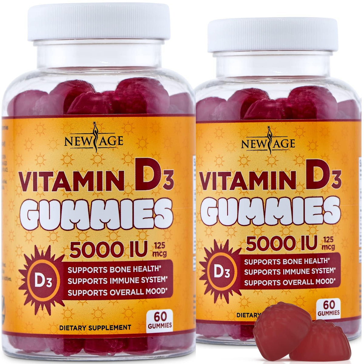 NEW AGE Vitamin D3 gummies bottle for daily immune wellness