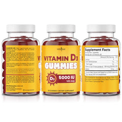 New Age Vitamin D3 gummies non-GMO icon visible on label