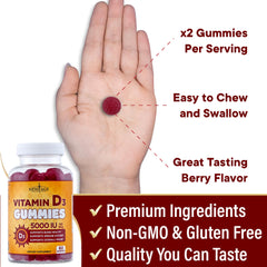 New Age Vitamin D3 gummies pack of 3 bottles displayed on countertop