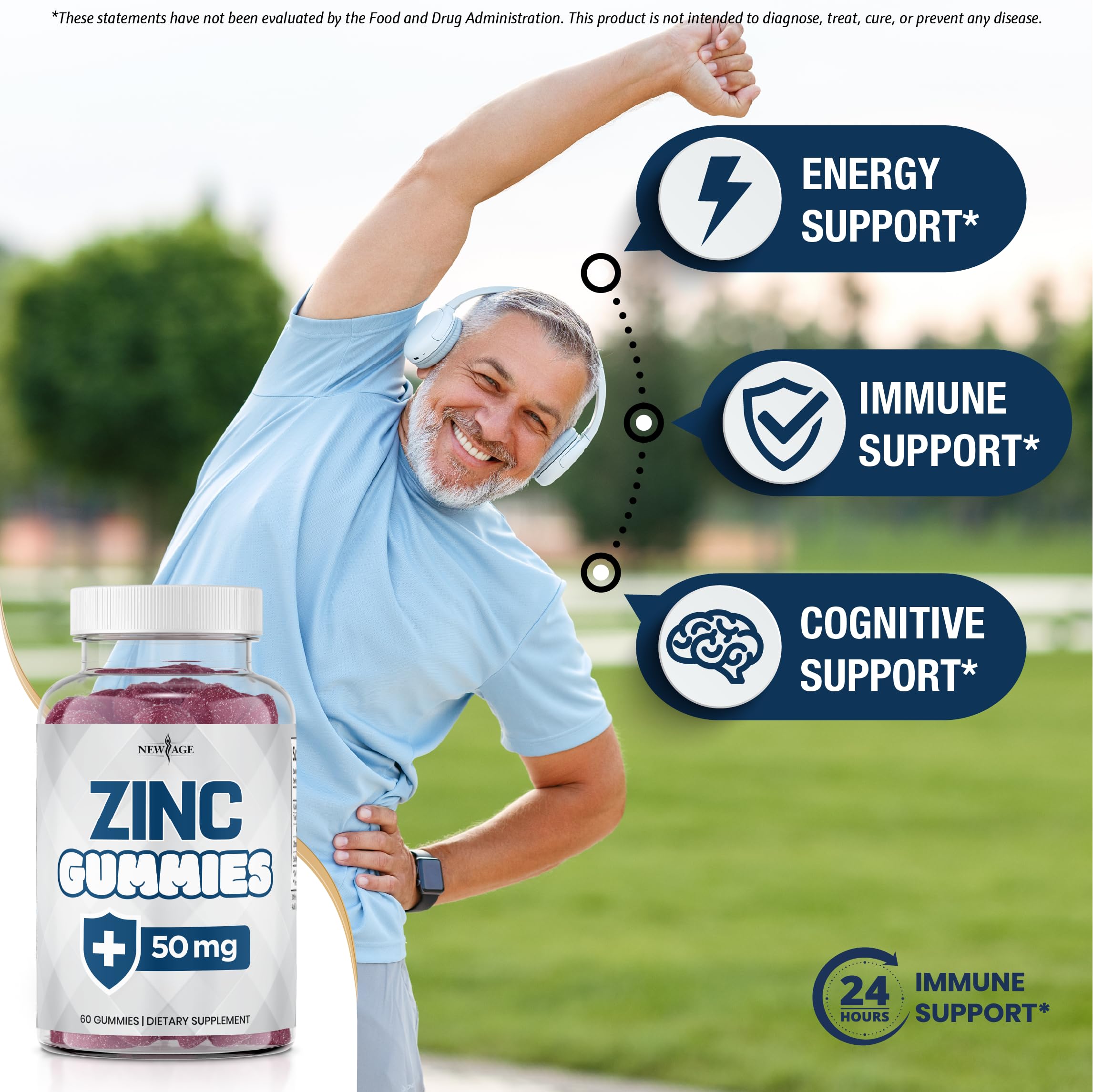 New Age Zinc Gummies pour reveals soft chew texture ideal for daily use.