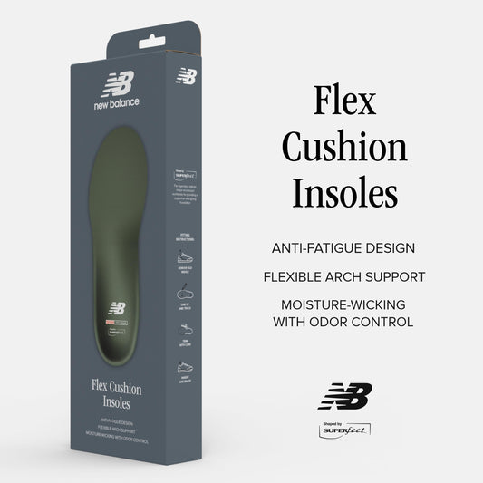 Two-layer foam cushion cradling the foot from heel to toe