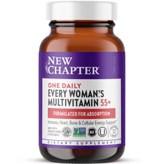 New Chapter 55+ multivitamin bottle front view for daily wellness support.