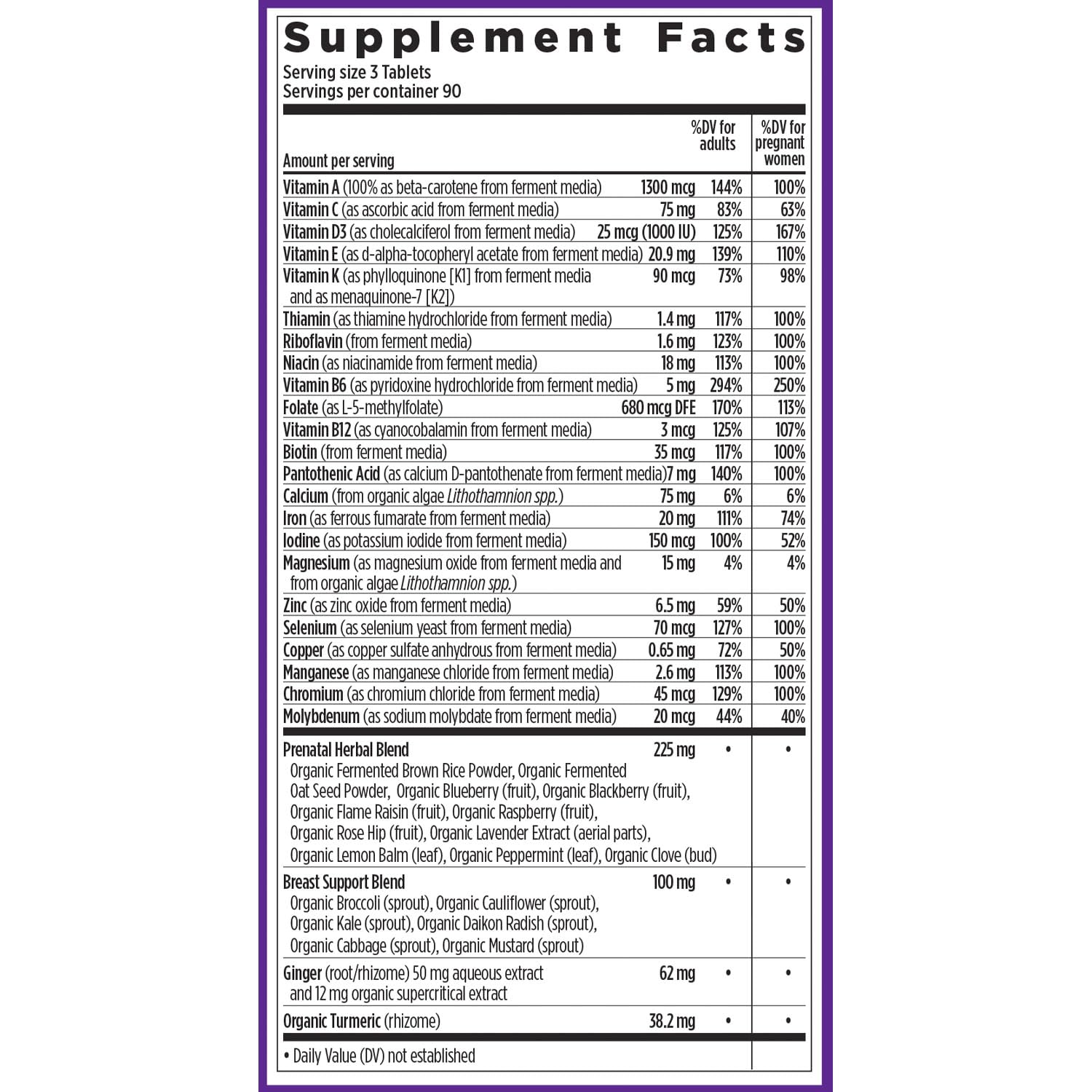 Packaging image of New Chapter Advanced Perfect Prenatal vitamins, non-GMO and vegan-friendly.