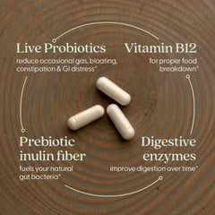 Capsules from New Chapter All-Flora Enzyme Complex shown as a group