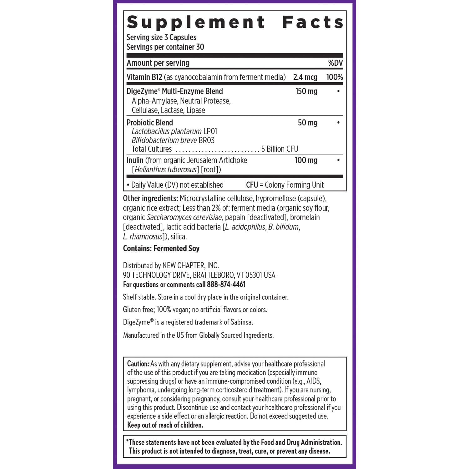 Organic inulin prebiotic in New Chapter All-Flora Enzyme Complex