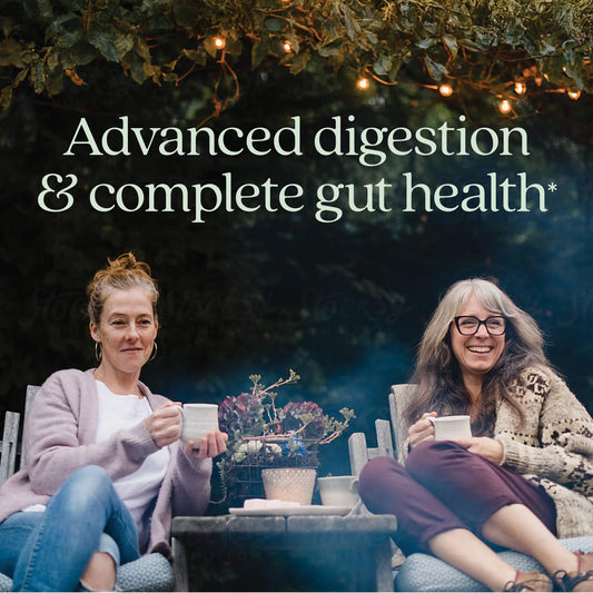 New Chapter All-Flora capsules on daily-use tray indicate consistent GI balance.