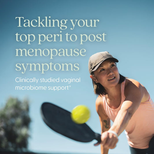 Capsules closeup from New Chapter Menopause Balance suggesting hot flash relief potential.