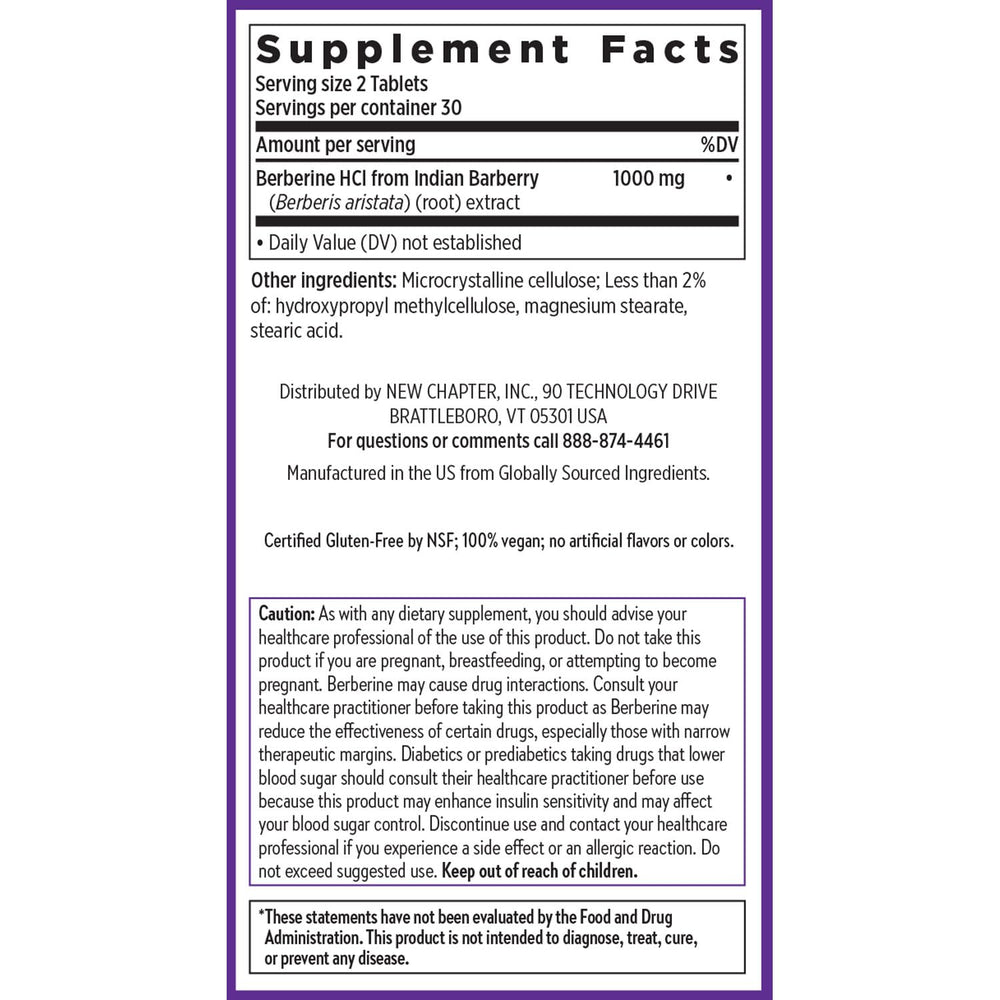 New Chapter Berberine Non-GMO NSF certified label visible.