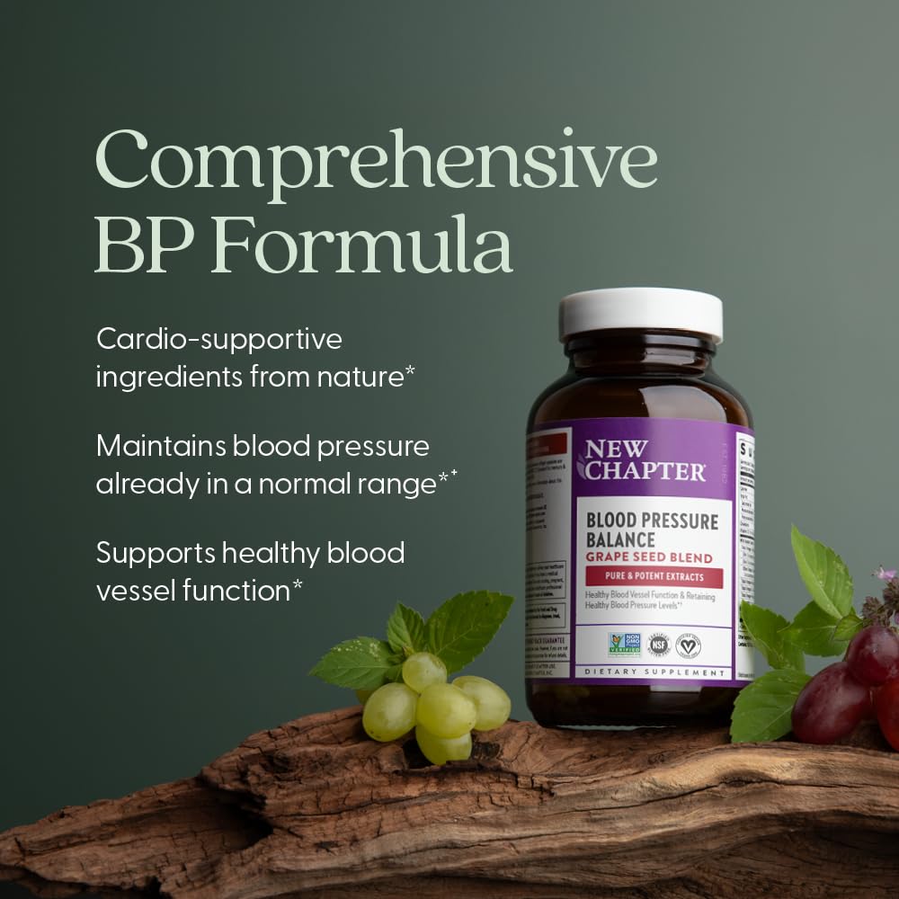 New Chapter Blood Pressure Take Care capsules offer a plant-based, non-GMO formula for daily wellness.