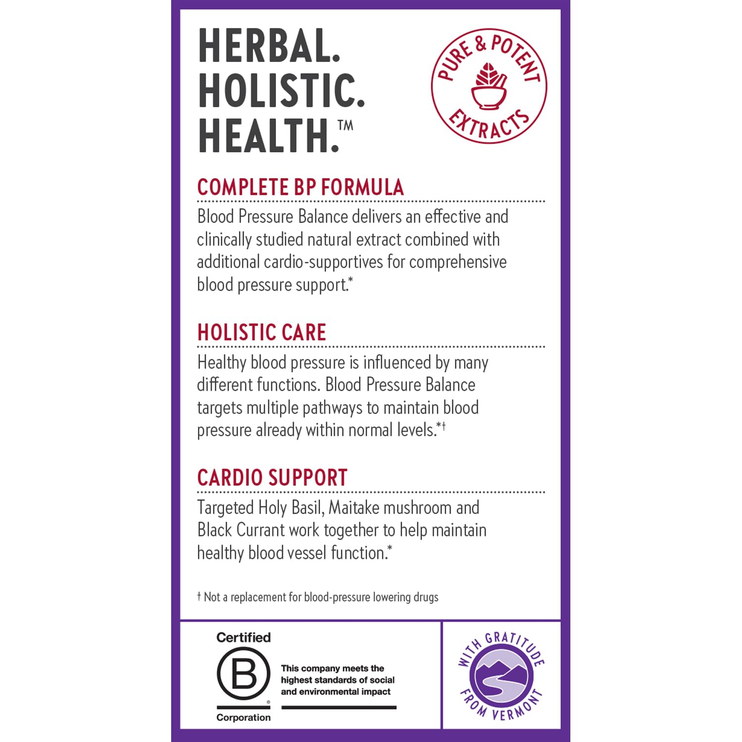 New Chapter Blood Pressure Take Care gluten-free badge conveys dietary compatibility for many users.