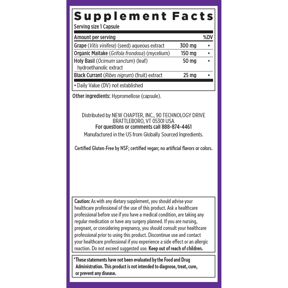 New Chapter Blood Pressure Take Care non-GMO stamp signals product integrity and purity.