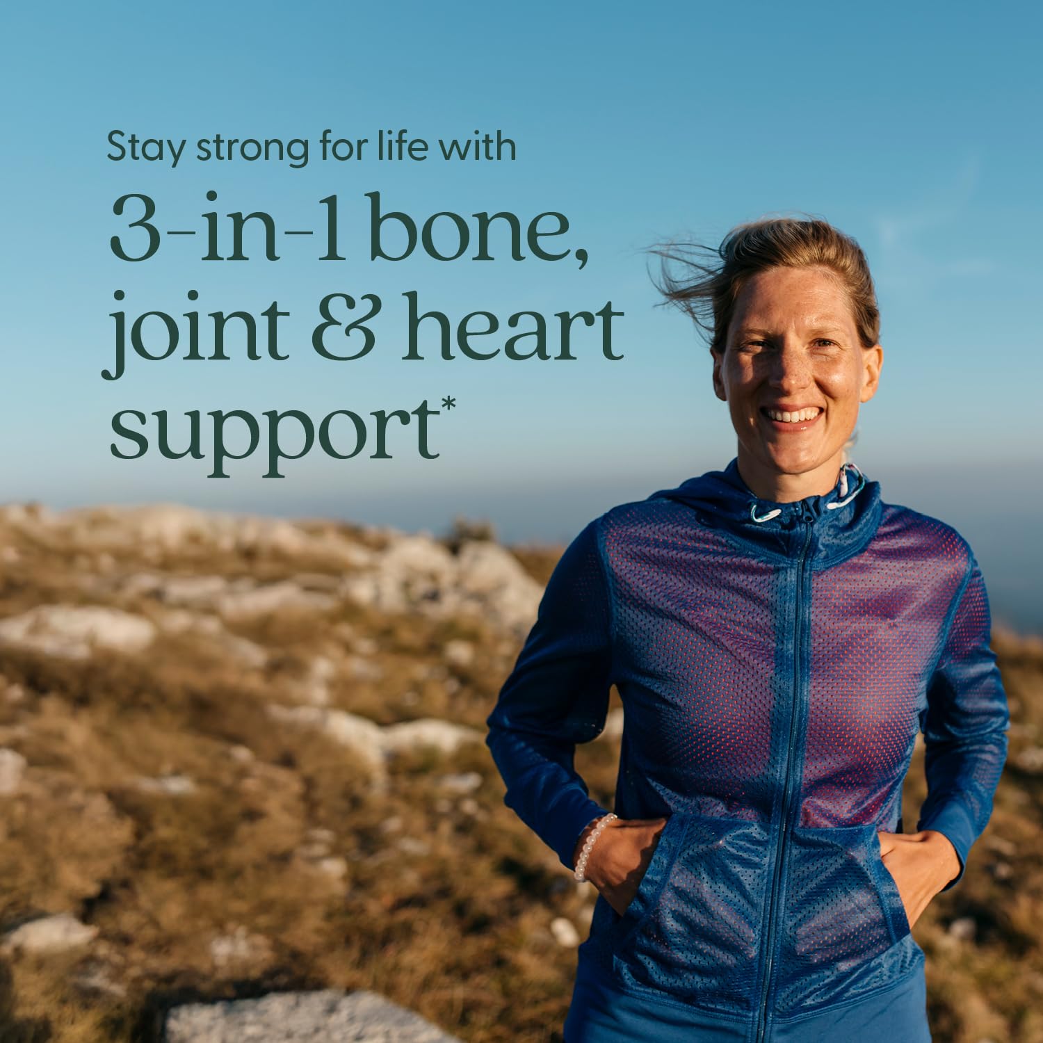 New Chapter calcium bottle closeup highlighting plant-based minerals for healthy bones