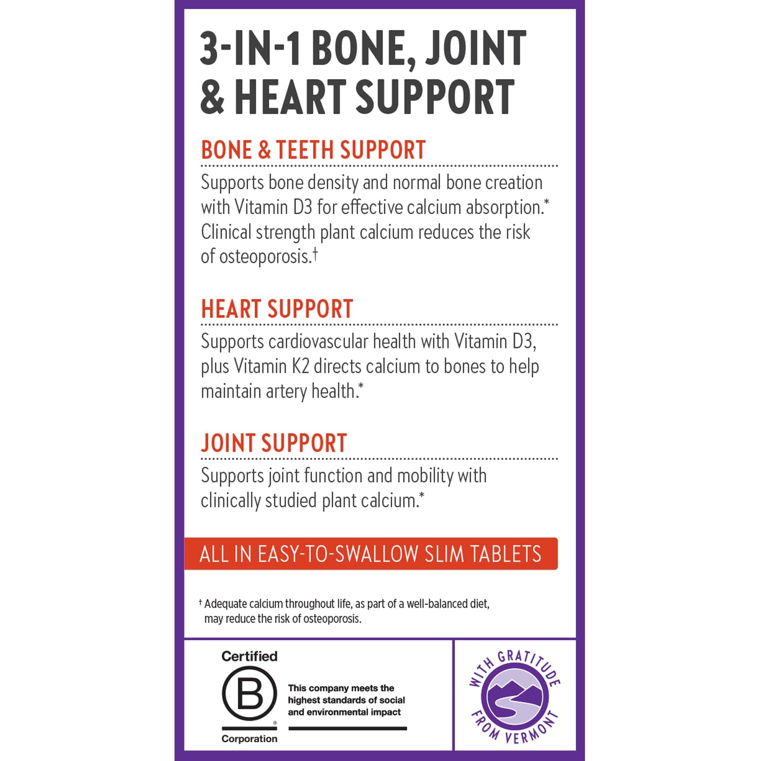 New Chapter calcium on store shelf signaling 3-in-1 bone, joint, heart support.