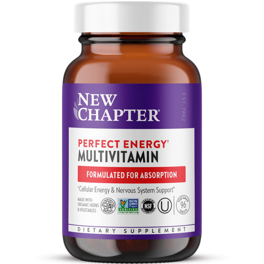 New Chapter Energy Multivitamin bottle front view showing compact daily energy support.