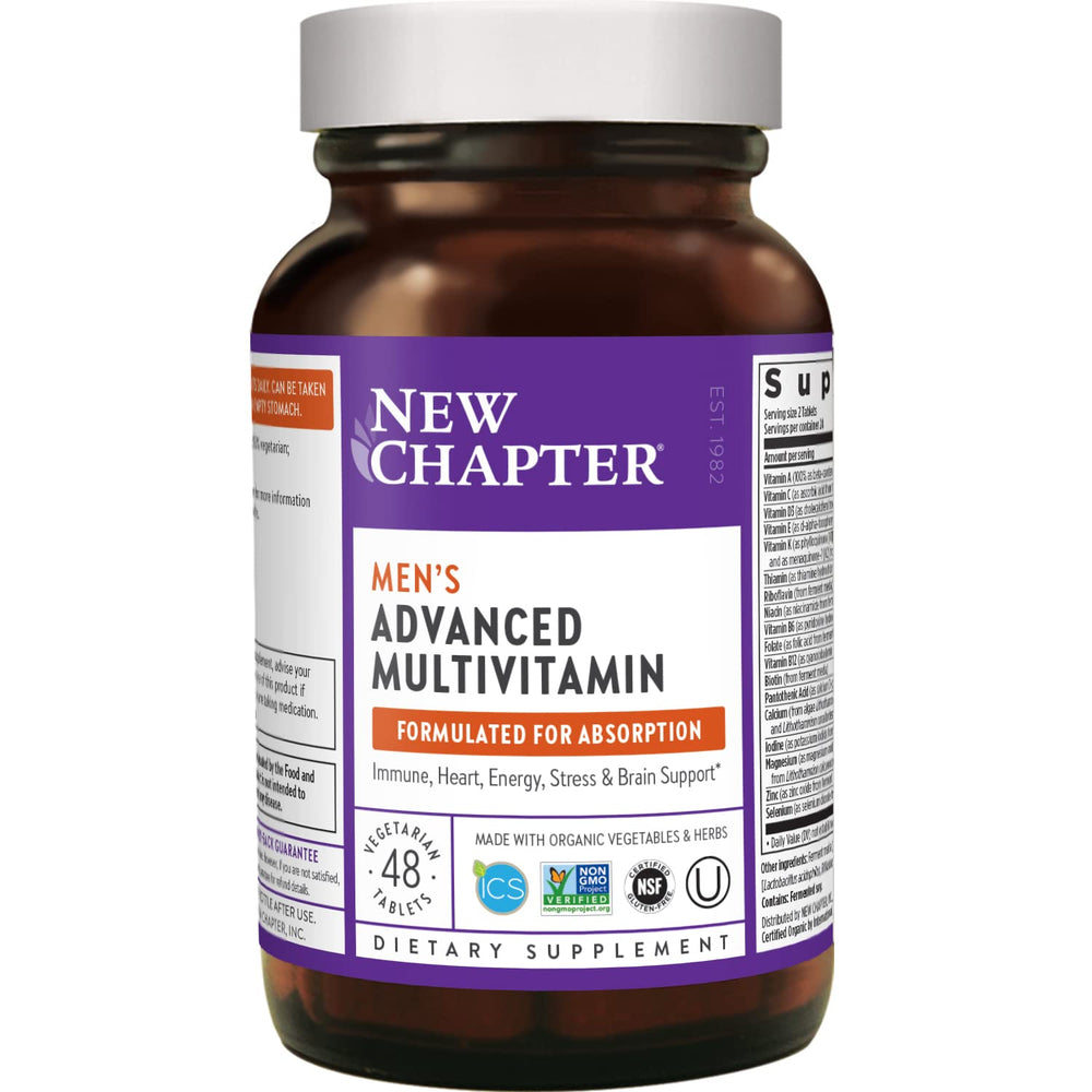 New Chapter Every Man bottle front showing daily nutrition for active men