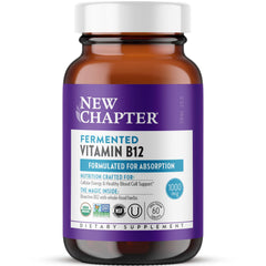 New Chapter fermented vitamin B12 bottle showing organic formulation for daily energy support