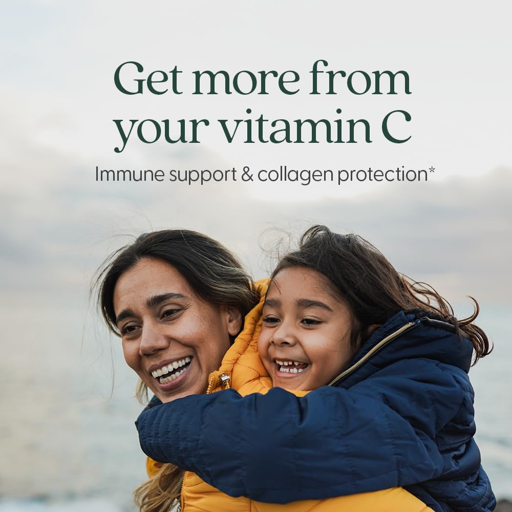 New Chapter Fermented Vitamin C + Elderberry tablet close-up for gentle absorption.